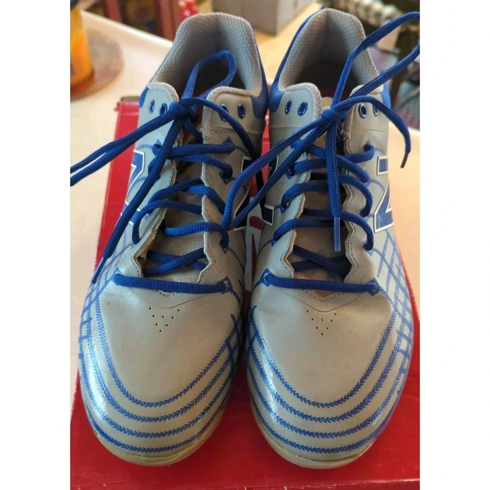 New Balance Baseball Cleats Men's Gray &‎ Blue Pre-Owned Size 12.5